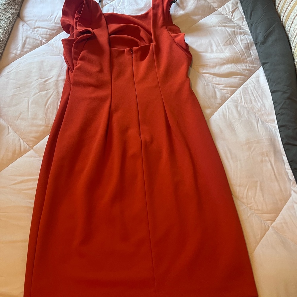 Elegant burnt orange Ruffle Sleeve Dress - Picture 5 of 5